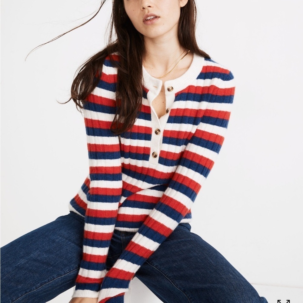 Madewell Alverton Henley Sweater in Coziest Yarn L